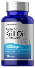 Horbaach Krill Oil 2000mg | 60 Softgel Capsules | Omega 3, EPA, DHA, Astaxanthin