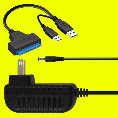 USB 3.0 to SATA III Hard Drive Adapter with 12V 2A Power for 2.5'' 3.5'' HDD SSD