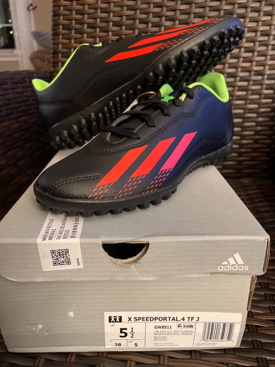 adidas Unisex X Speedportal.4 Turf Soccer Shoe Black/Solar Red