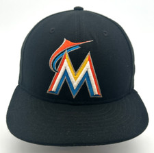 Miami Marlins New Era 59Fifty On-Field Hat Cap 7 1/4 Black Mad in USA MLB