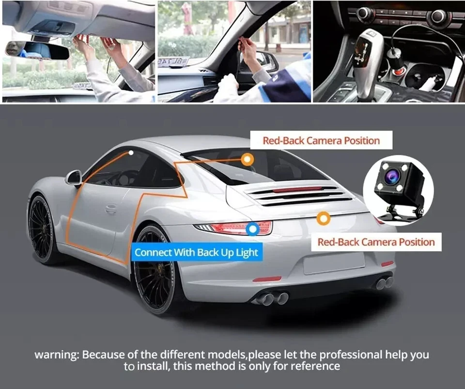 HD 1080P Dual Lens Dash Cam Front/Rear/Inside Car Camera Recorder USB-C - Image 4 of 4