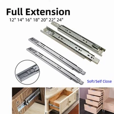 1/5/10Pair Full Extension 10"-24" Ball Bearing Drawer Slides Soft/Self Close US