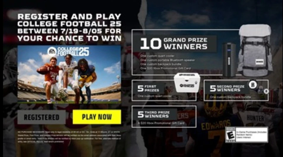 EA College Football 25 54 Qt Enfriador Xbox Sorteo 1 de 15 ¡Hecho! ¡Edición limitada! Foto 2 de 4