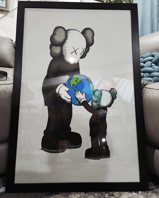 Kaws Giving Kid The World Canvas Poster Wall Art Home Decor | eBay