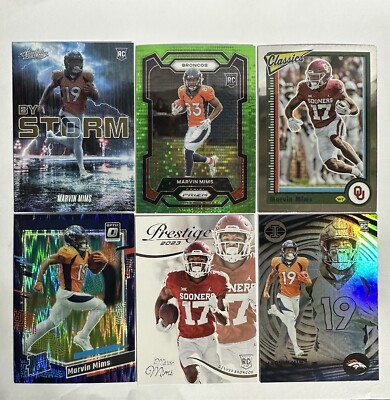 Marvin Mims - 2023 Prizm, Optic, Prestige,Illusions & Absolute Rookie 9 Card Lot