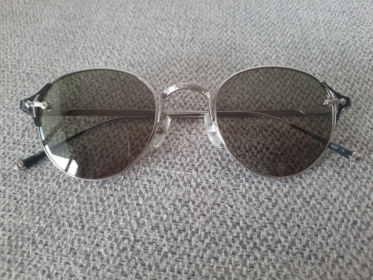 MATSUDA Titanium round Sunglasses Model 2859H Shinny Silver Green Lenses 49 22