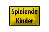 Blechschild Warnschild 18X12Cm Spielende Kinder Metall Deko Schild