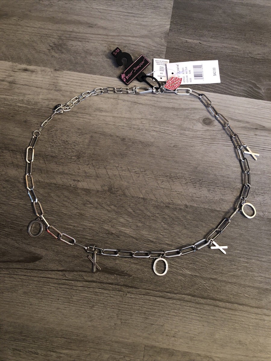 Betsey Johnson Silver Nickel Tone Chain Link Belt XOXO  display picture 2