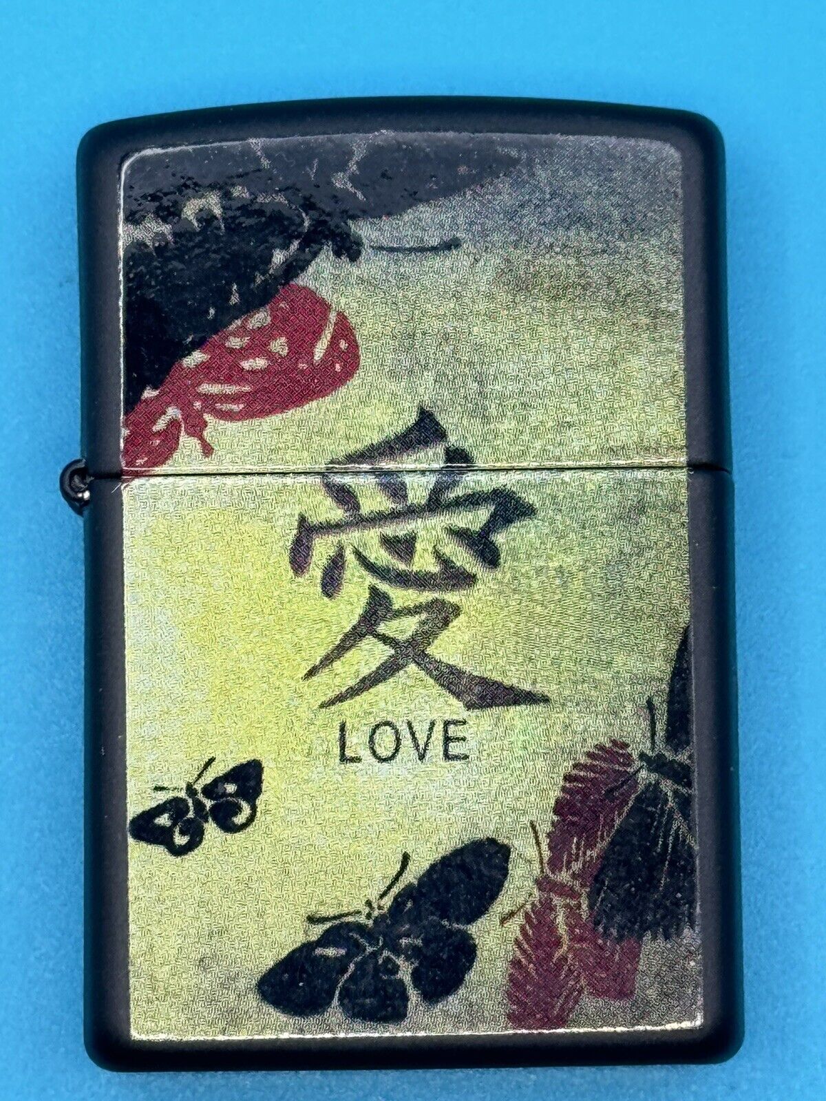 Vintage 2004 Chinese Love Symbol Black Matte Zippo Lighter NEW