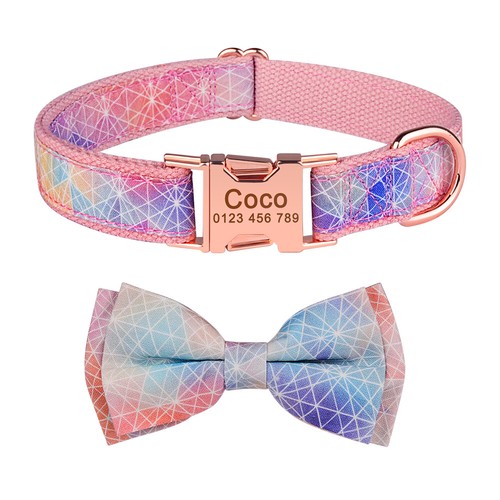 Personalisiertes personalisiertes Hundehalsband Schleife Ausweisschild Gravur Klein Mittel Groß XL - Bild 10 von 12