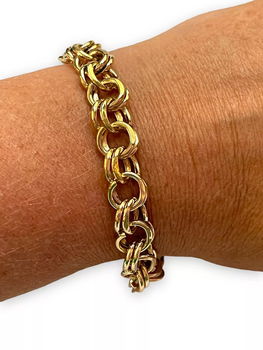 Double link gold bracelet deals