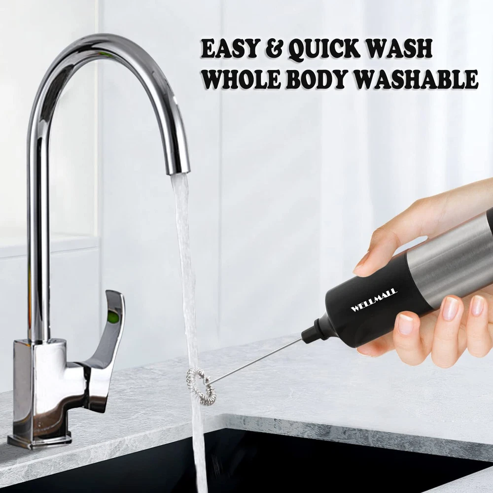 Milk Frother Handheld Battery Operated, Waterproof Electric Whisk Foam Maker ...