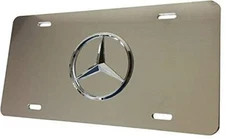 3D Raised for Mercedes-Benz emblem stainless steel license plate TAG w/bolt caps