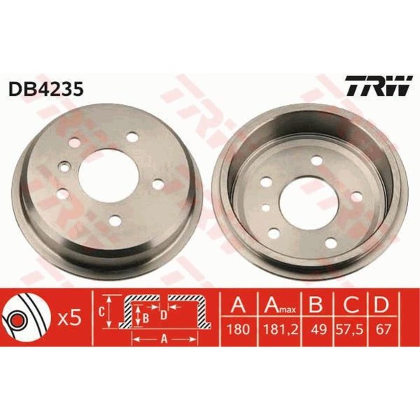 TRW Bremstrommeln Bremsen Hinten Ø112Mm FüR Mercedes-Benz A-Klasse W168-image