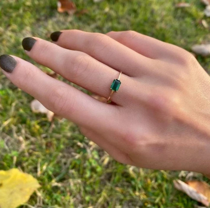 Thin emerald hotsell ring