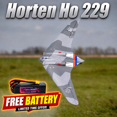 Horten Ho 229 RC Plane PNP, 35mm EDF, 813mm Wingspan Steerable Gear (US Stock）