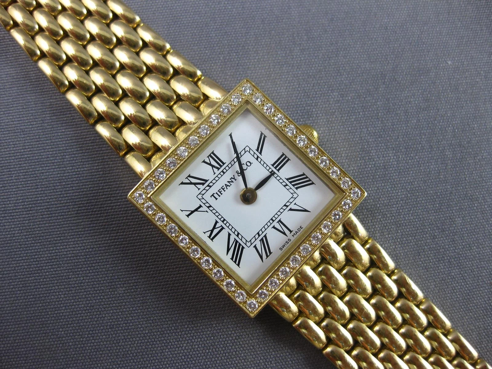 ESTATE .52CT DIAMOND 14KT YELLOW GOLD TIFFANY & CO SQUARE PANTHER