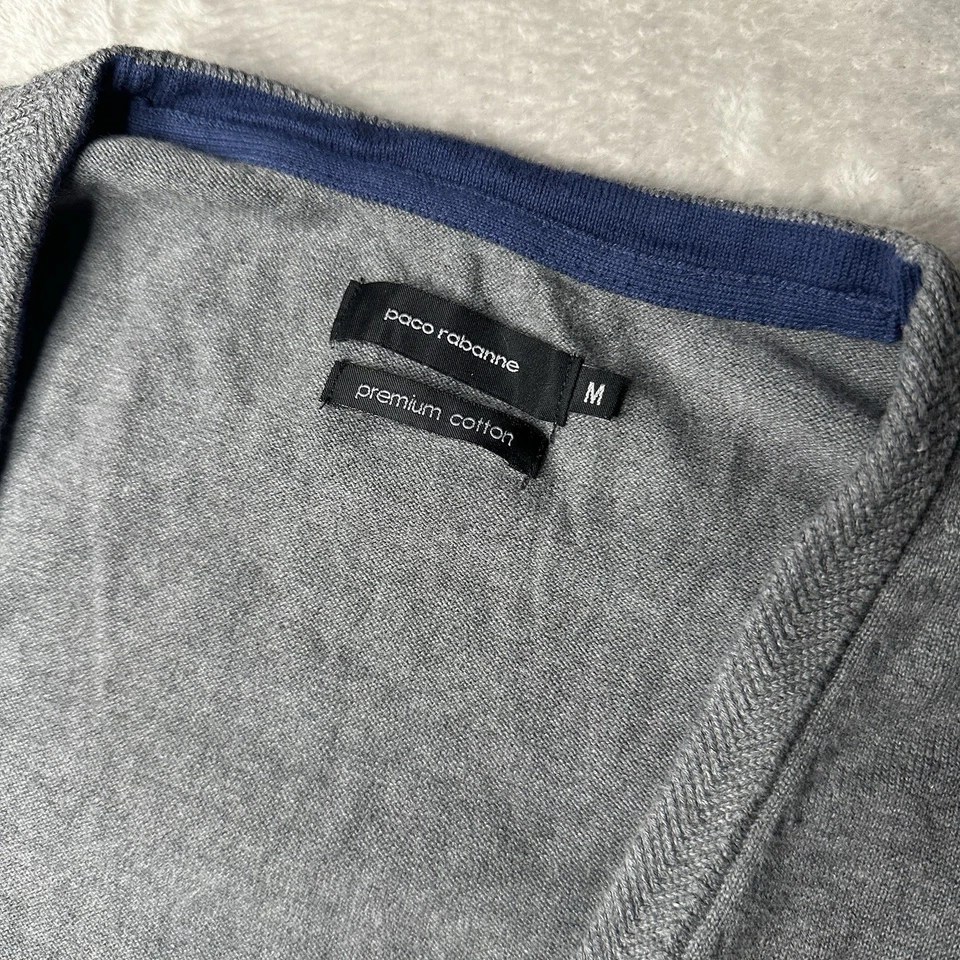 Paco Rabanne первоклассный хлопок серый кардиган свитер уютный школы размер средний - Изображение 3 из 4
