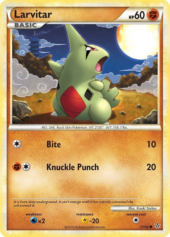 2010 Pokemon: Unleashed - Larvitar 51 (#51/95, Common, Heavily Played)