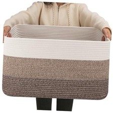 Large Blanket Basket For Living Room, 22  x17  x12  Gradient Dark Brown