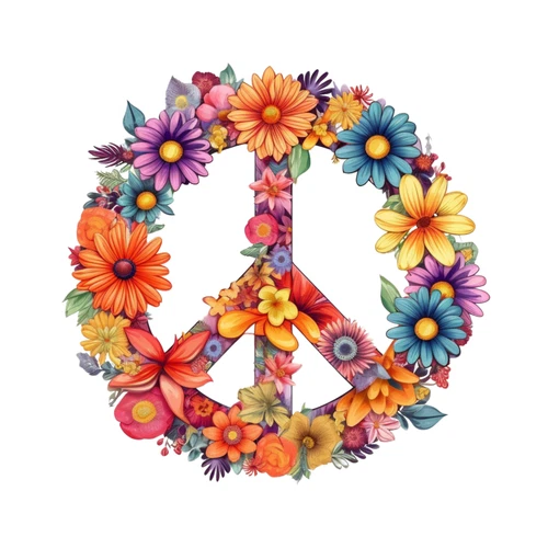 Peace Not War Floral Flower Hippie Self Adhesive Vinyl Sticker
