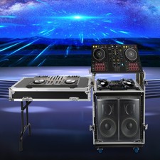 12U Sound Box 12U PA Rack/Road Case Top DJ Table Top 2 Layers Studio w/ Casters