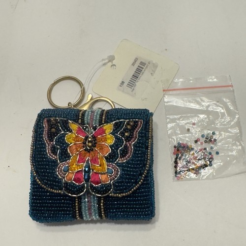 Monedero multifuncional Mary Frances con cuentas a mano bolso mariposa encanto aguamarina - Imagen 4 de 14