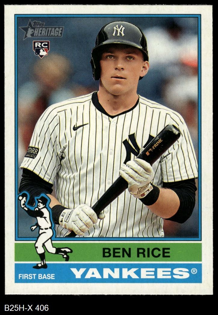 2025 Topps Heritage #406 Ben Rice Yankees RC SHORT-PRINT 8 - NM/MT