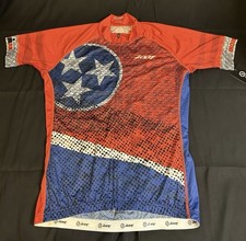 ZOOT Women's XL Cycling Jersey Ironman TN Flag Tri Star Bike Shirt Top Red New