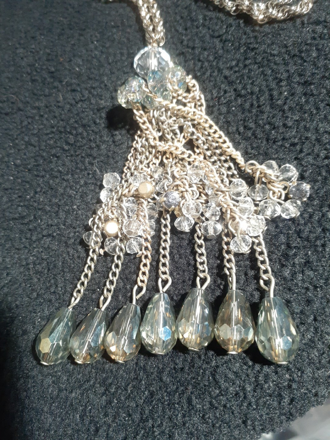 Loft Silver Tone Rhinestone Statement Necklace Gr… - image 3