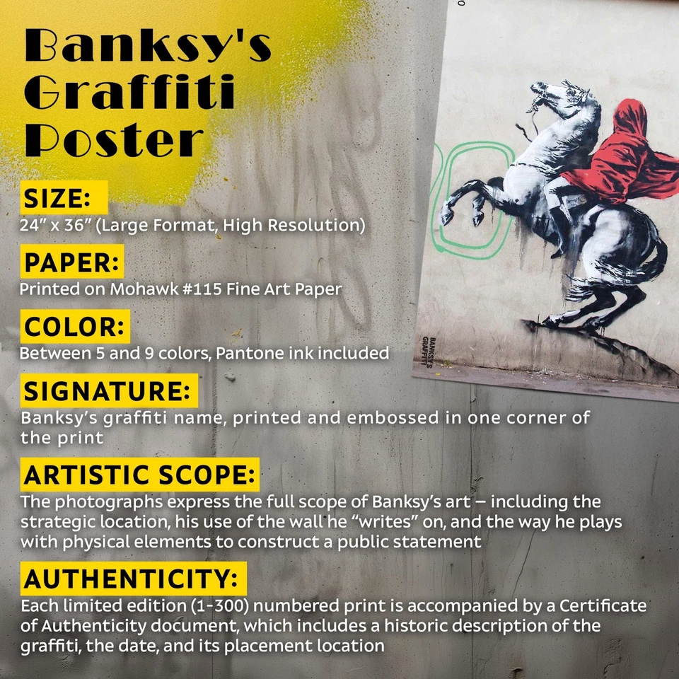 Banksy's Graffiti Blind Bonaparte 24x36" (Vertical) Art Print | Limited Edition - Image 4 of 4