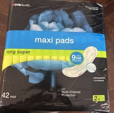 CVS Health Ultra Thin Maxi Pads 42 Pack Size 2 Long Super Absorbency 9 Hour