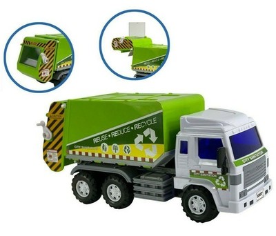 Bin Lorry Dumps When Full, Medium Duty Friction Powered Toy - Big-Daddy