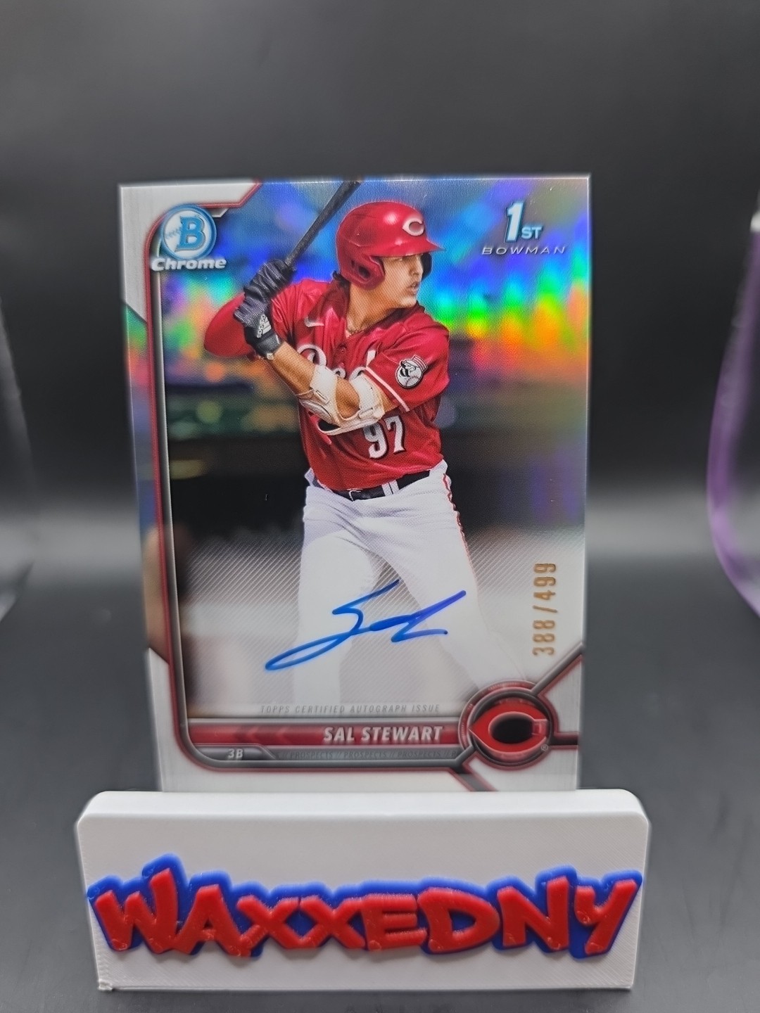 Sal Stewart 2022 Bowman Chrome 1st Bowman Refractor Autograph Auto /499 Reds