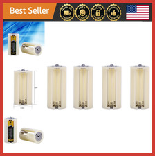 Universal AA to D Battery Adapter Converter Case 4-Pack - White, Easy Switch