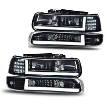 LED DRL Headlight Assembly LED Style Smoky/Black Housing Clear Reflector