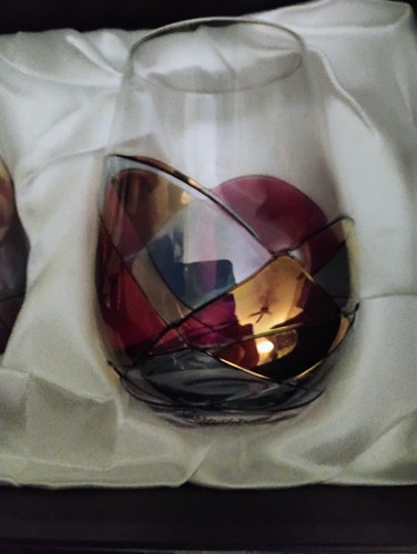 Cornet Barcelona Sagrada Stemless Hand Painted Wine Glasses 2-Piece Gift Set Box - Picture 4 of 5