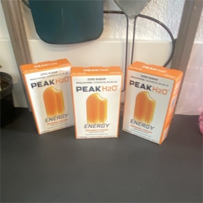 3boxes PEAKH2O Caffeinated Energy Drink Mix Zero Sugar Orange Cream 18Sticks