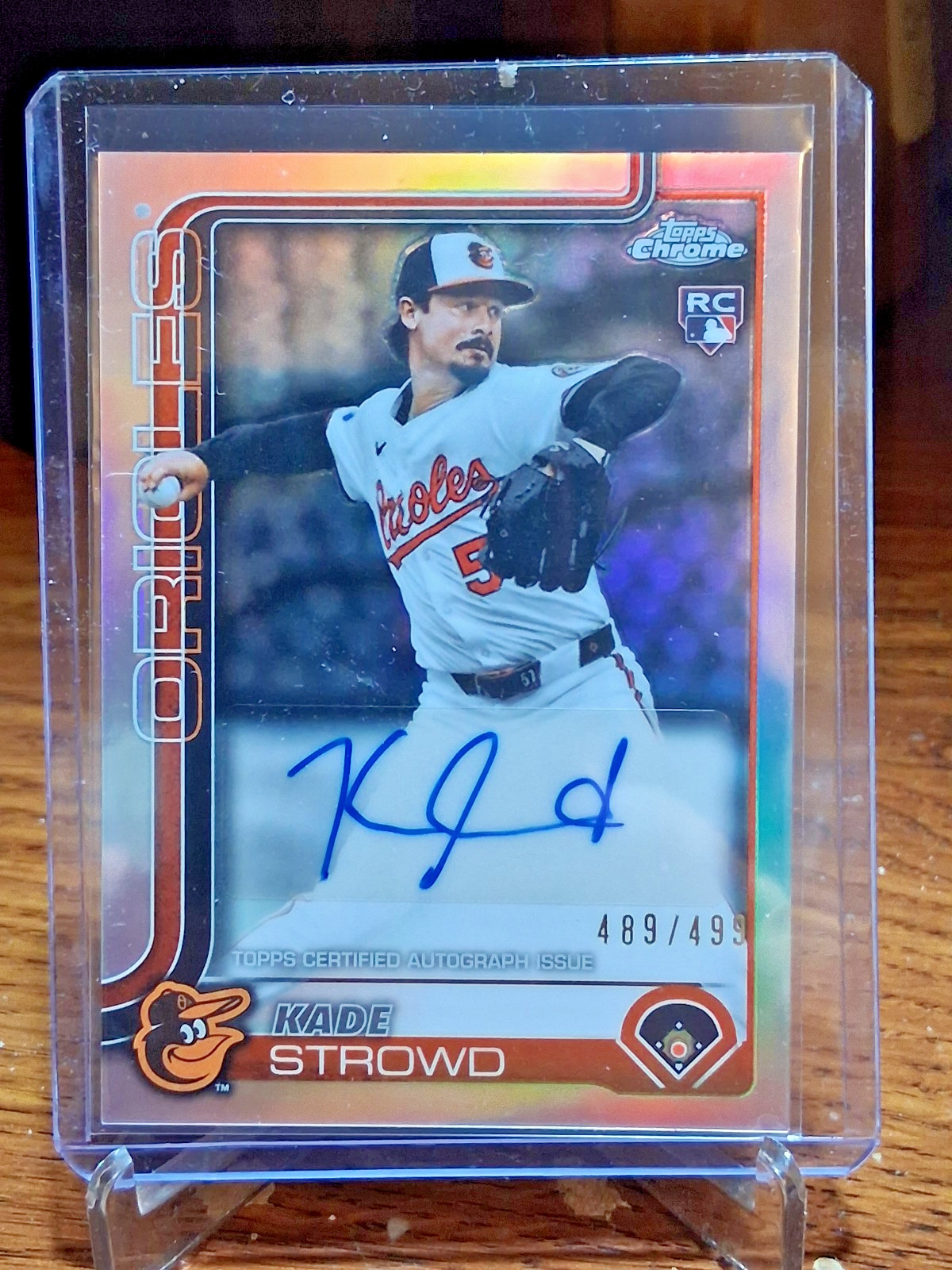 2025 Topps Chrome Update Kade Strowd Auto refractor 489/499 Orioles #AC-KST RC