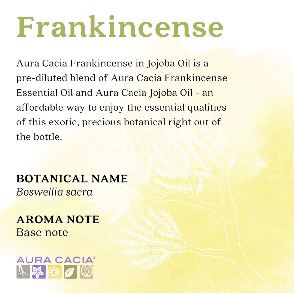 Aceite esencial de incienso Aura Cacia en aceite de jojoba probado por GCMS 0,5 fl oz Foto 2 de 4