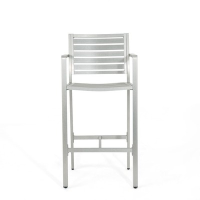 Silver Aluminum Outdoor Barstools, Lightweight & Rust-Resistant, Comfortable