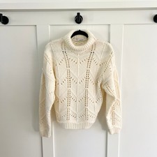 IRO Lovely Wool Blend Open Stitch Cream White Knit Sweater Size Small