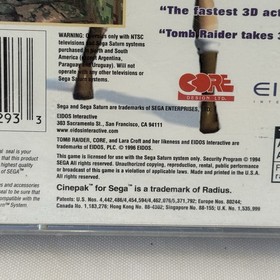 1996 Tomb Raider SEGA SATURN Video Game Back Cover ONLY