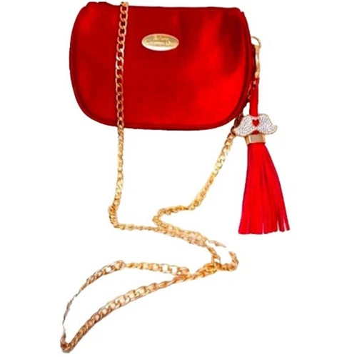 Borsa DIOR CROSSBODY 6 5x4 rossa satinata beaute bag aggiunta cristallo nappa catena oro