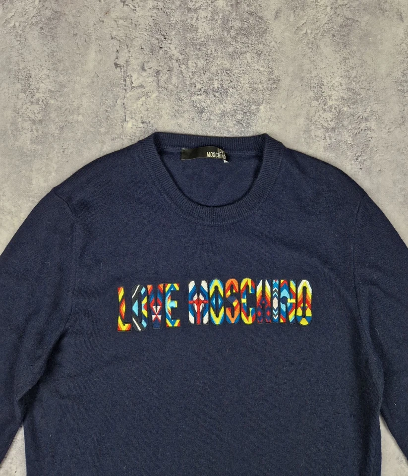 Vintage Love Moschino Sweater Wool Men's Luxury Big Logo Y2K Long Sleeve Size M - Image 2 of 4