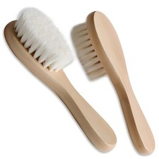 2 Pack Baby Hair Brush Wooden Handle Super Soft Goat Bristles Newborns Toddlers