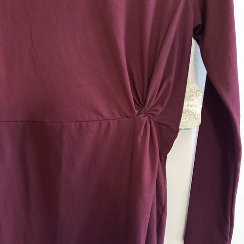 Vestido Borgoña Manga Larga - Detalle Nudo Estado Altard Bodycon Informal - Imagen 2 de 9