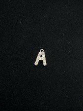 Rhinestone Initial Letter A Charm Silver Tone 1/2in