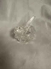 Vintage  Clear Cut Crystal Open Salt Cellar With Glass Spoon & Plastic Spoon SH1
