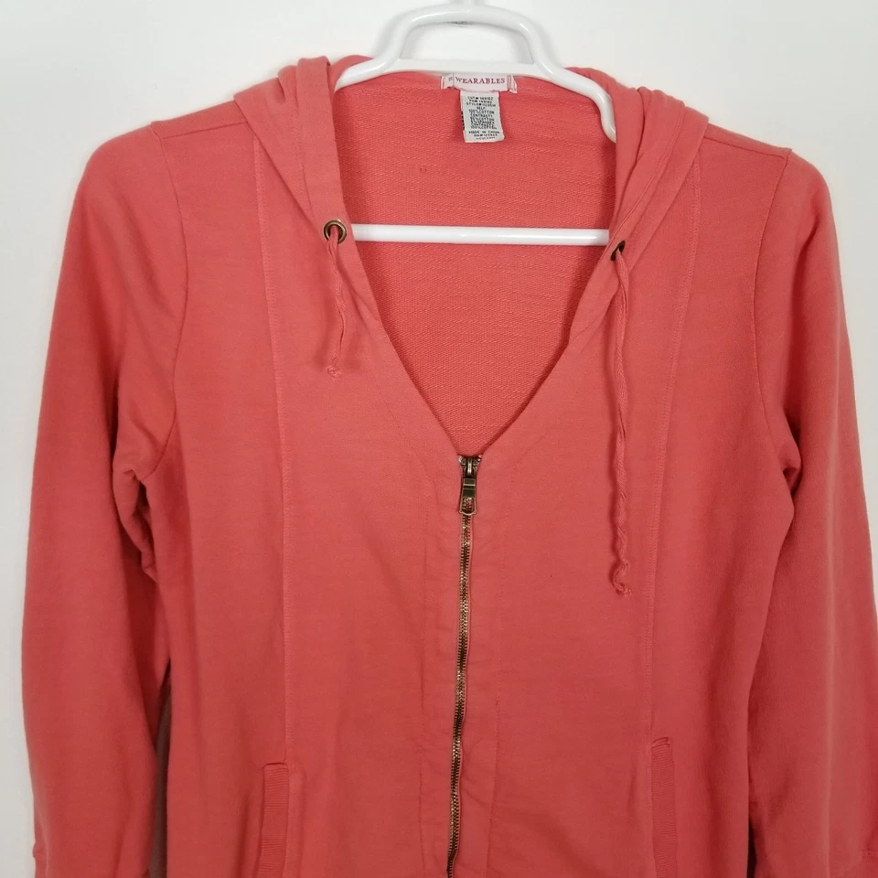 Chaqueta Mercantil XCVI Wearables XL Mujer Cremallera Asimétrica Boho Roja Con Capucha Foto 2 de 4